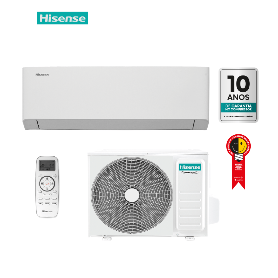 Ar Condicionado Hi Wall Split Inverter Hisense Hi-Efficiency 9000 BTU's Frio Wi-Fi R32 220V